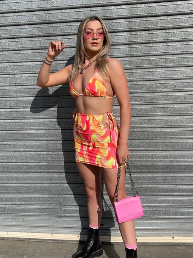 Cut Out Tie Side Skirt