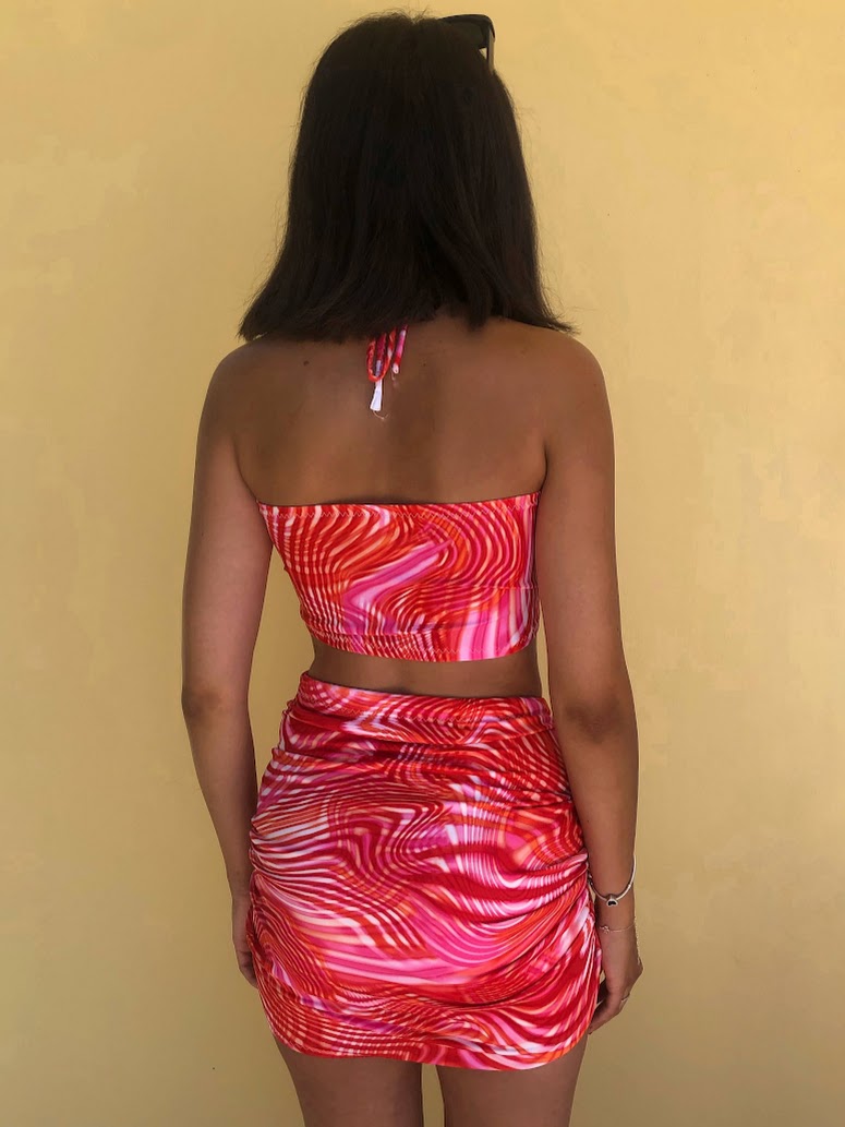 Ruched Asymmetric Skirt